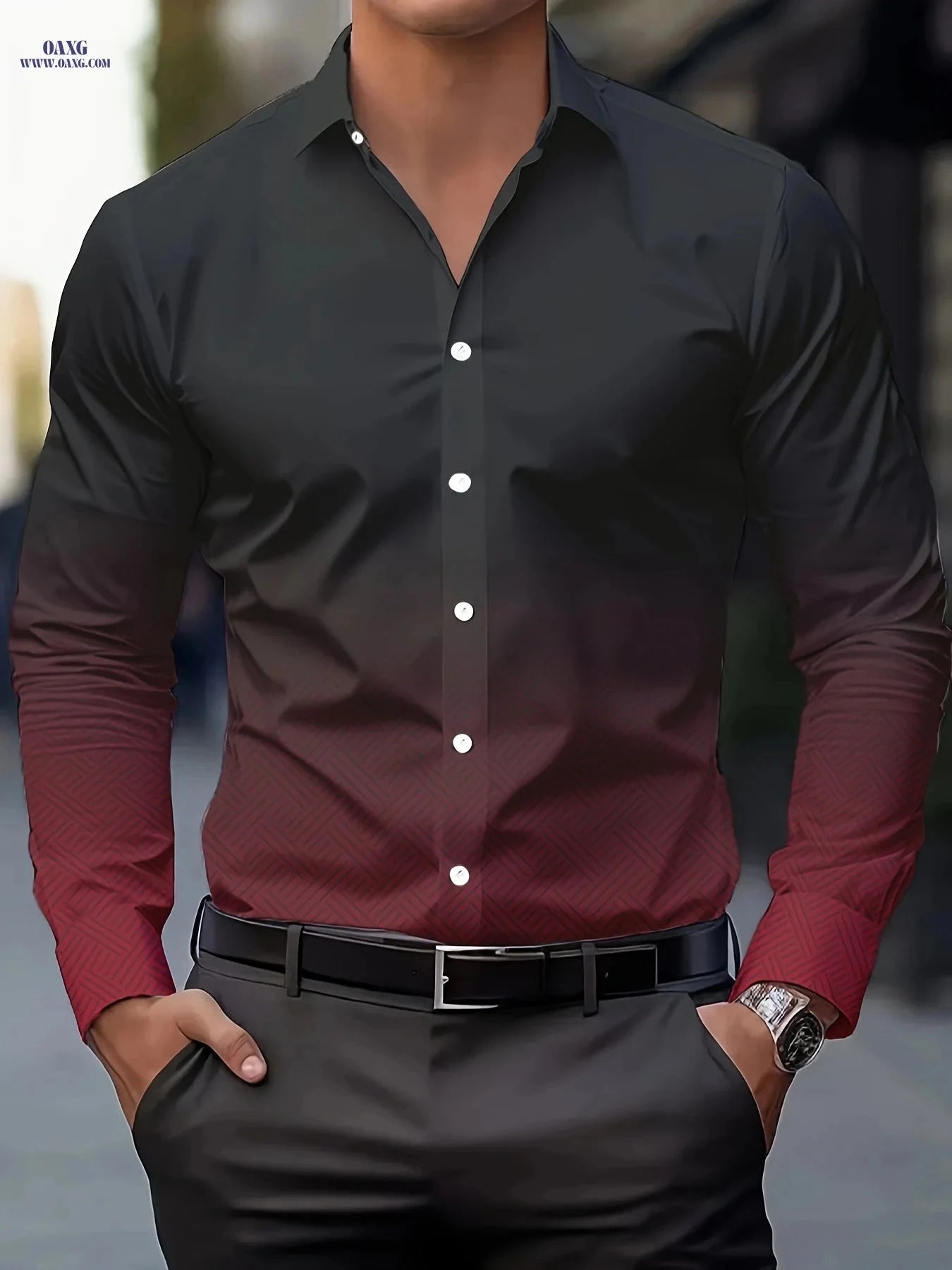 Men's Casual Button-Up Shirt - Breathable Long Sleeve for Spring/Fall   OAXG Mixed colors / FR S