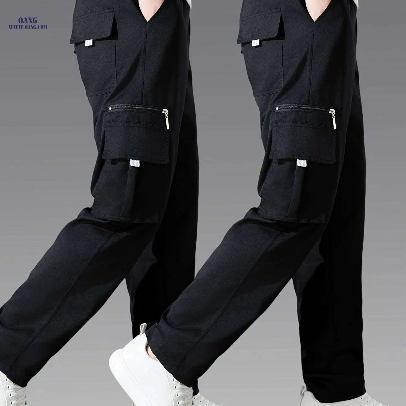 Men's Casual Cargo Pants 2-Pack - Loose Fit, Multi-Pocket Style   OAXG 