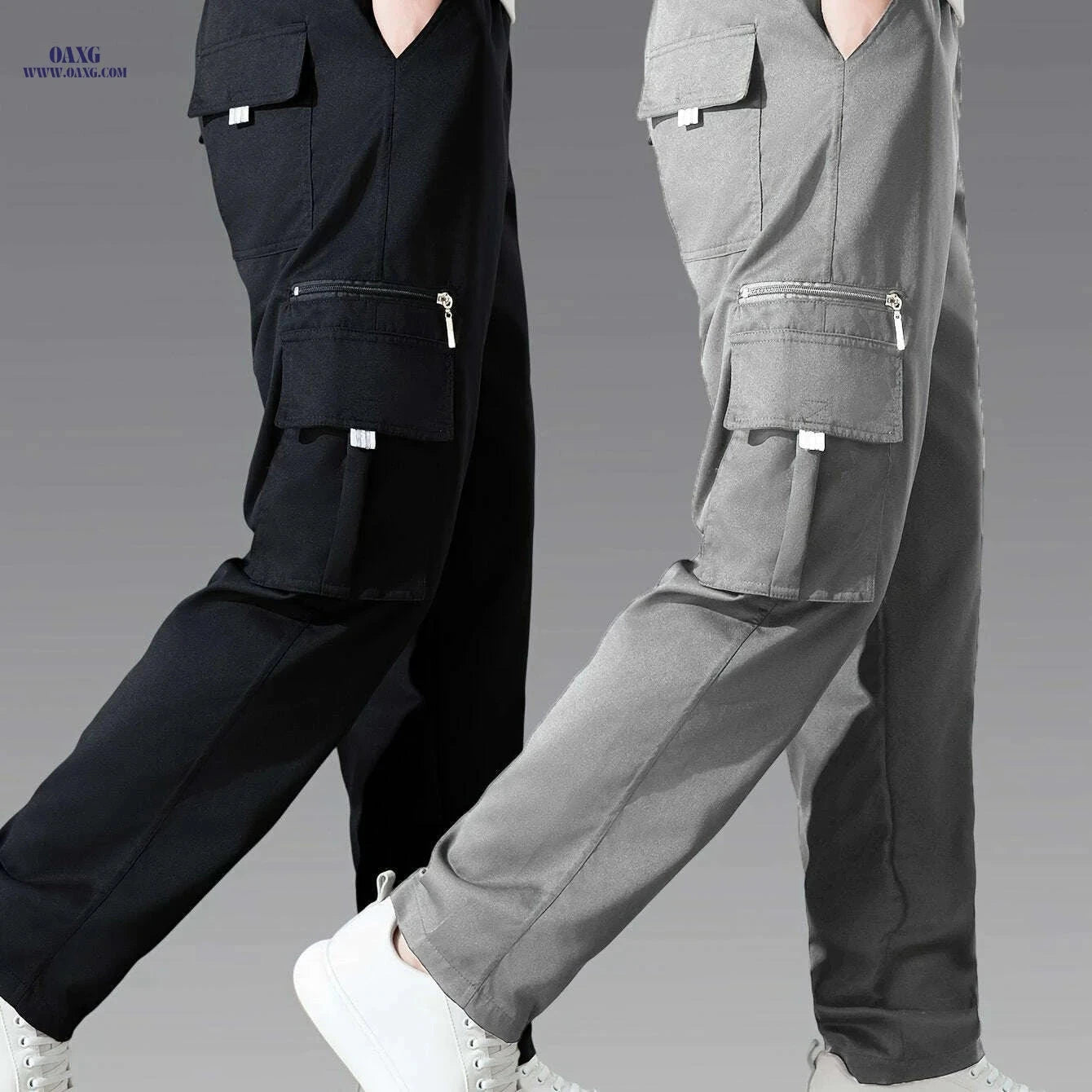 Men's Casual Cargo Pants 2-Pack - Loose Fit, Multi-Pocket Style   OAXG 
