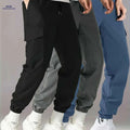 Men's Casual Cargo Pants 3-Pack - Drawstring Waist, Multiple Pockets   OAXG 