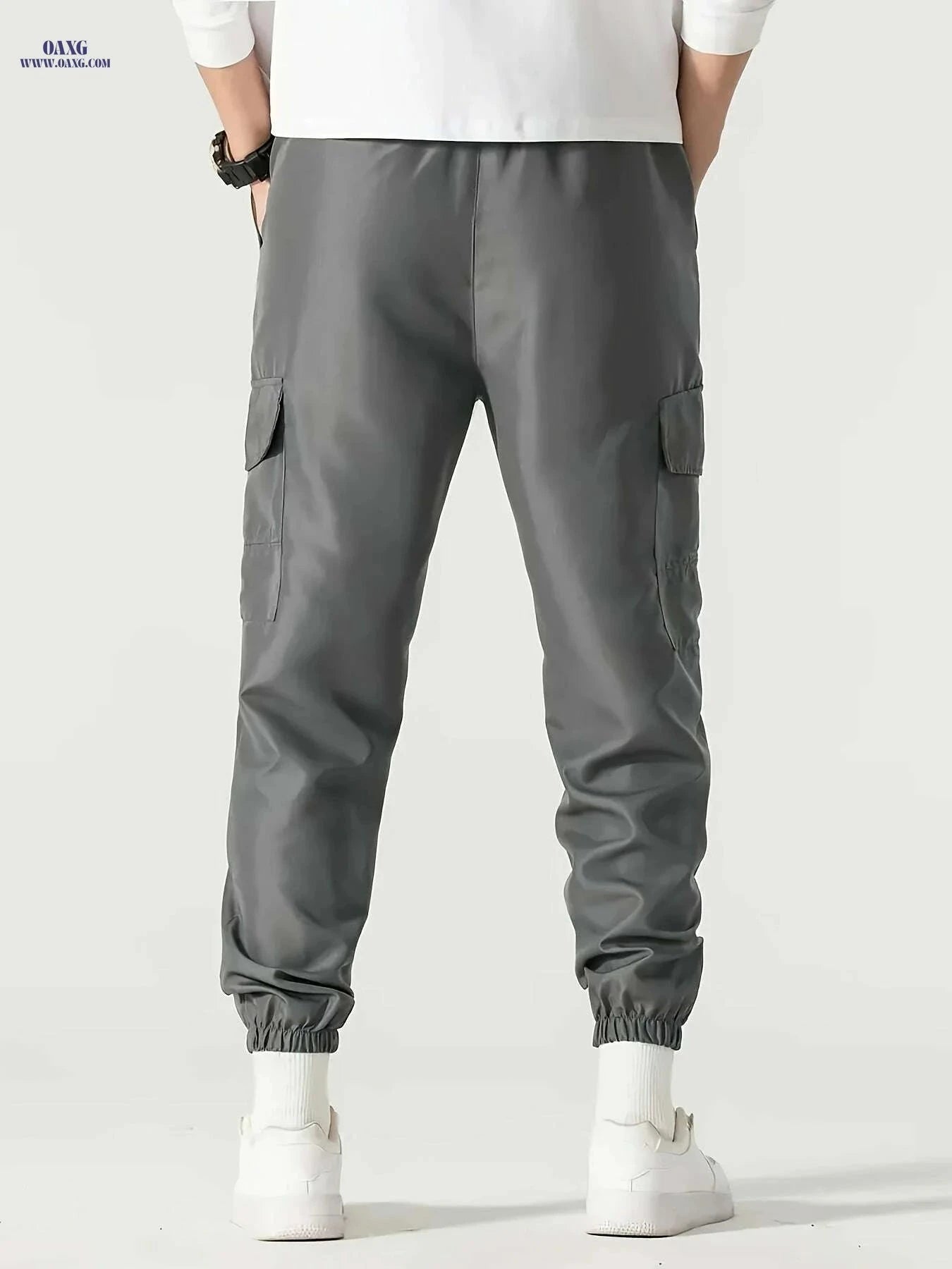 Men's Casual Cargo Pants 3-Pack - Drawstring Waist, Multiple Pockets   OAXG Black+gray+blue / S