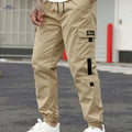 Men's Casual Cargo Pants - Beige Loose Fit with Multiple Pockets   OAXG Khaki / S