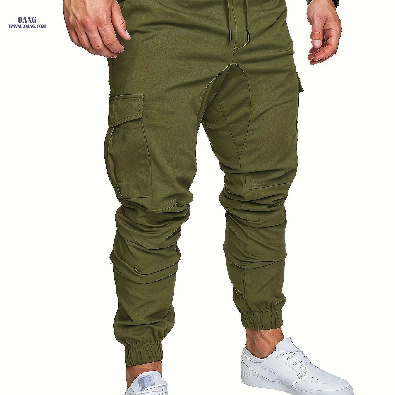 Men's Casual Cargo Pants - Comfortable Cotton Drawstring Workwear   OAXG 