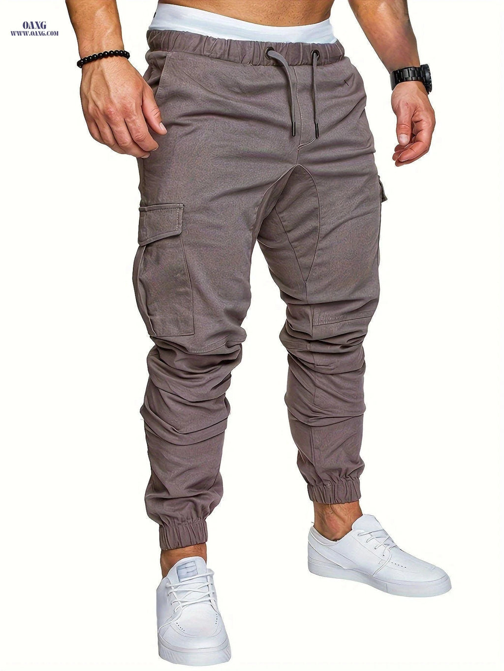 Men's Casual Cargo Pants - Comfortable Cotton Drawstring Workwear   OAXG 