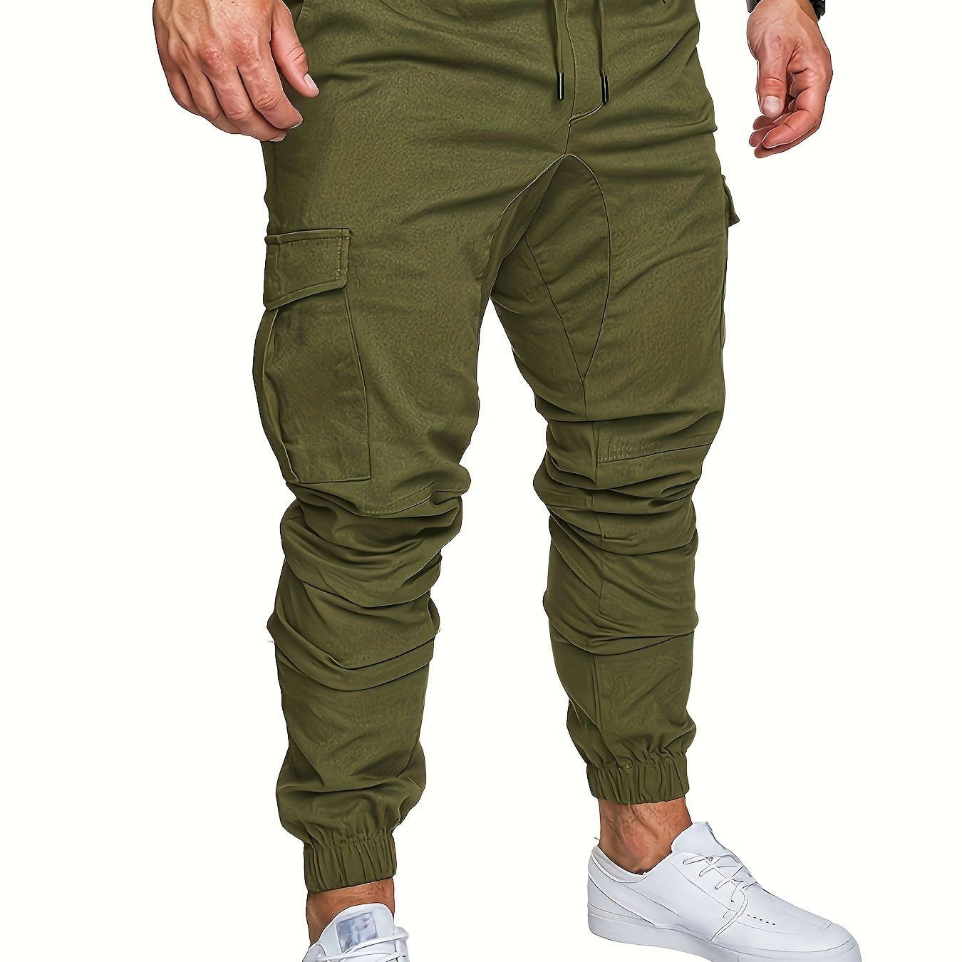 Men's Casual Cargo Pants - Comfortable Cotton Drawstring Workwear   OAXG 