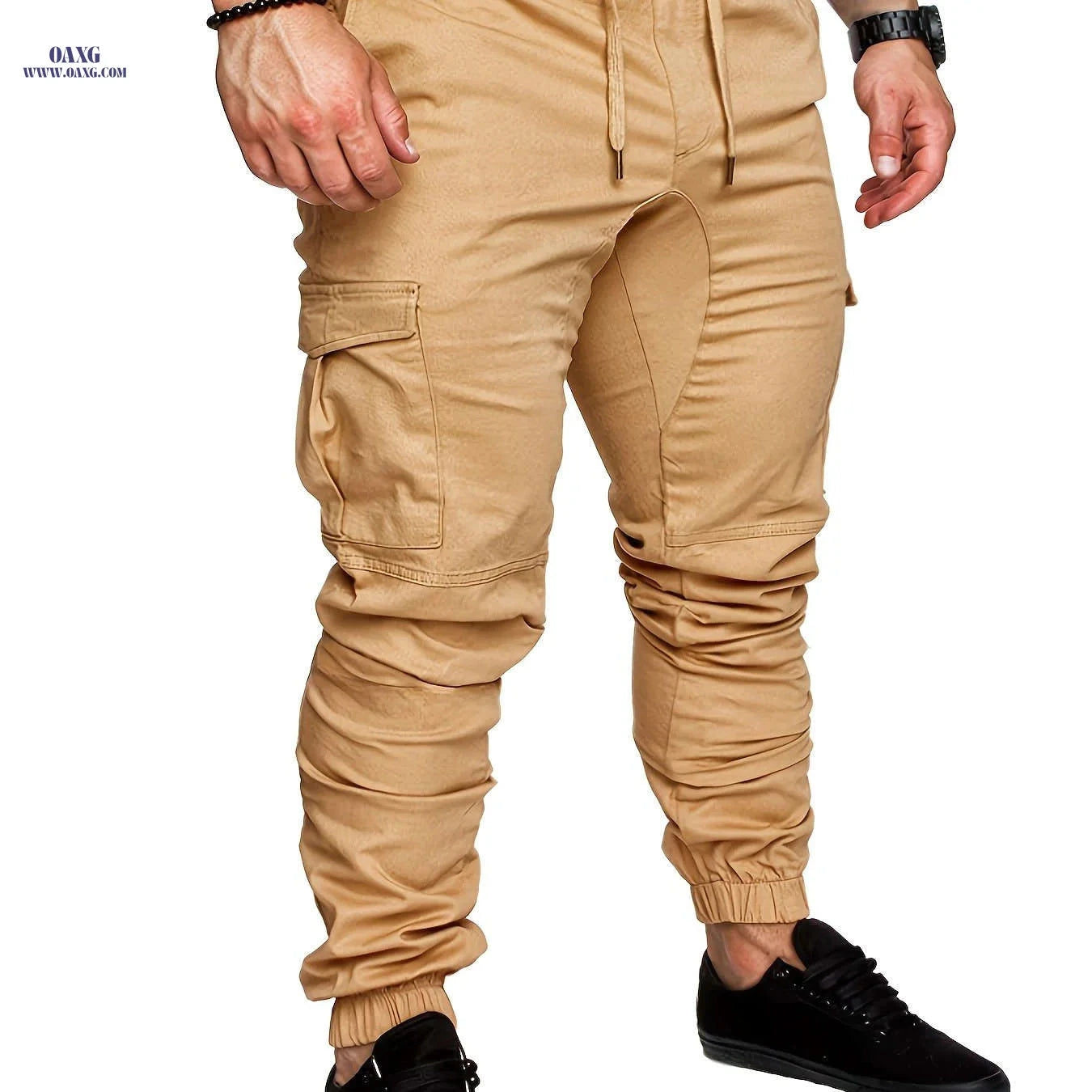 Men's Casual Cargo Pants - Comfortable Cotton Drawstring Workwear   OAXG 
