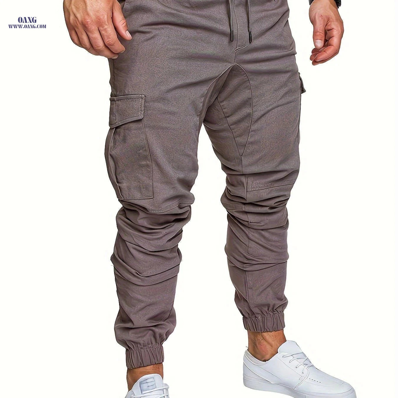 Men's Casual Cargo Pants - Comfortable Cotton Drawstring Workwear   OAXG 