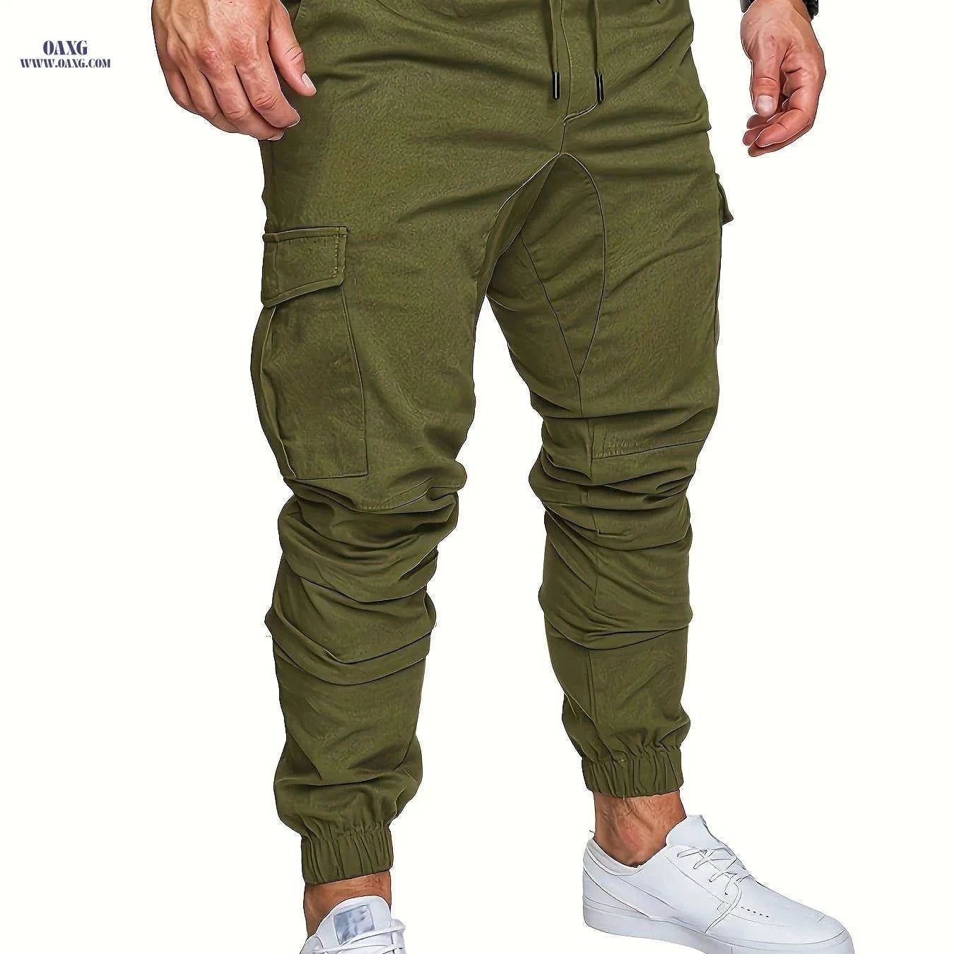 Men's Casual Cargo Pants - Comfortable Cotton Drawstring Workwear   OAXG Khaki / FR S