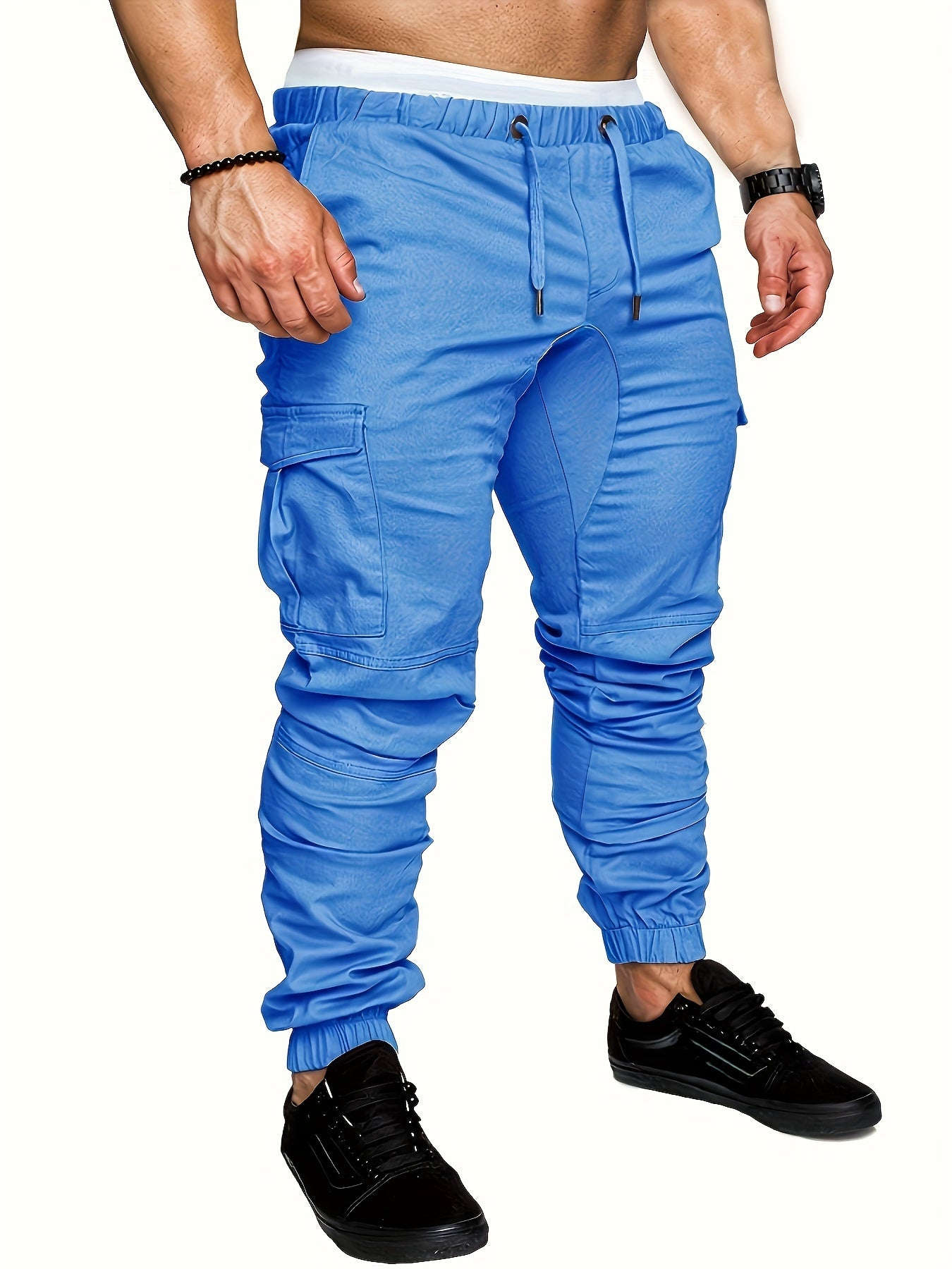 Men's Casual Cargo Pants - Comfortable Cotton Drawstring Workwear   OAXG Khaki / FR S