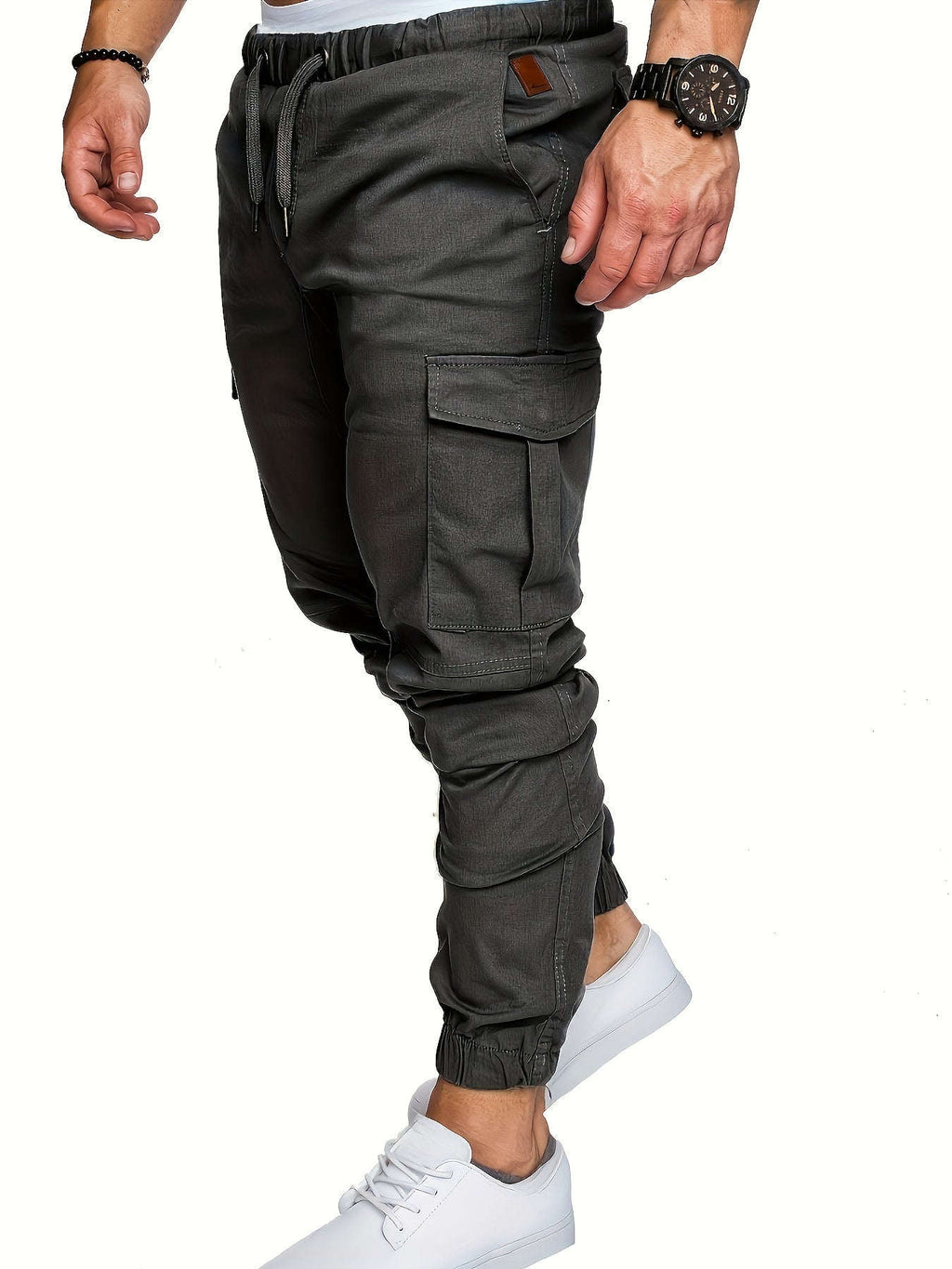 Men's Casual Cargo Pants - Comfortable Cotton Drawstring Workwear   OAXG Khaki / FR S