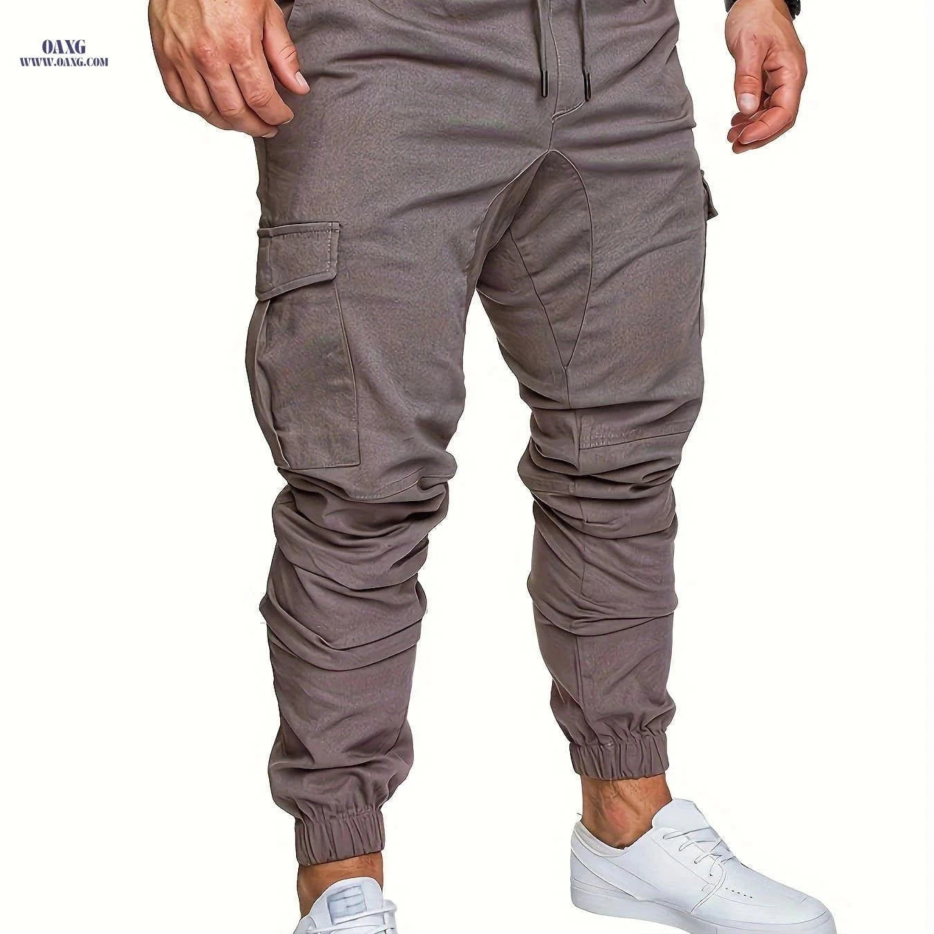 Men's Casual Cargo Pants - Comfortable Cotton Drawstring Workwear   OAXG Khaki / FR S