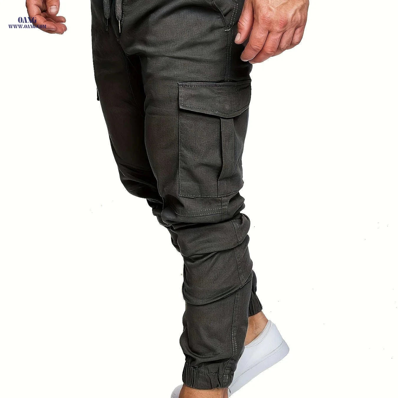 Men's Casual Cargo Pants - Comfortable Cotton Drawstring Workwear   OAXG 