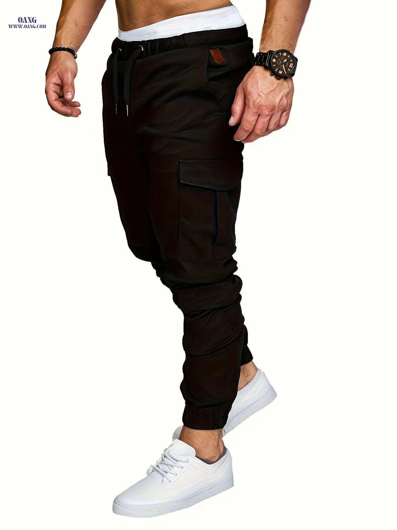 Men's Casual Cargo Pants - Comfortable Cotton Drawstring Workwear   OAXG 