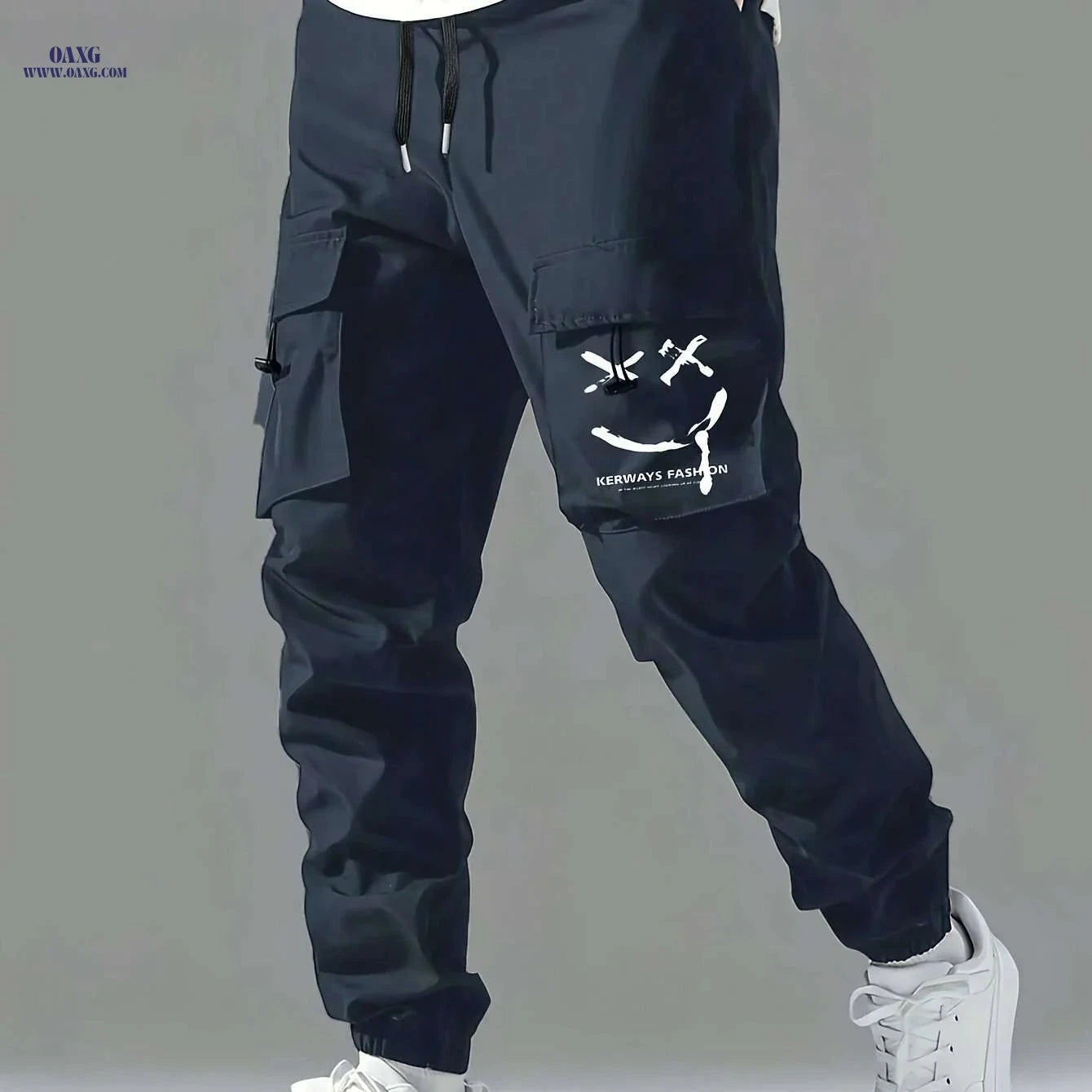 Men's Casual Cargo Pants - Drawstring, Multiple Pockets, Comfy Style   OAXG 