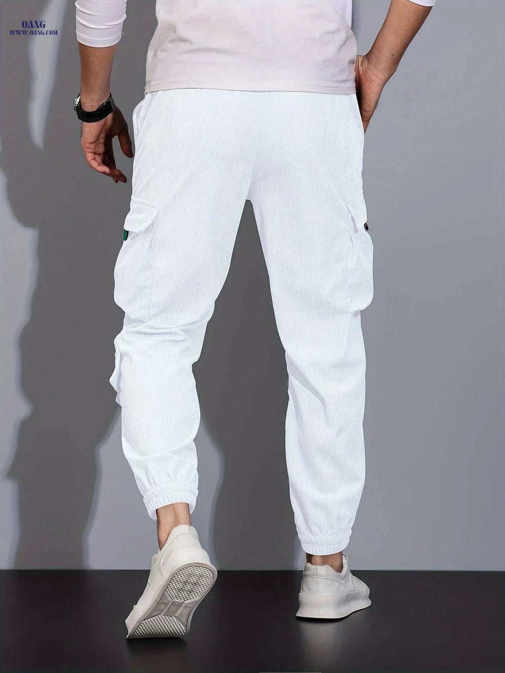 Men's Casual Cargo Pants - Drawstring Waist, All-Season Comfort   OAXG 