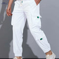 Men's Casual Cargo Pants - Drawstring Waist, All-Season Comfort   OAXG White / FR S