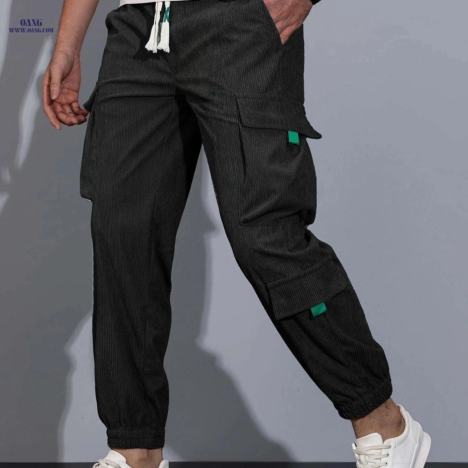 Men's Casual Cargo Pants - Drawstring Waist, All-Season Comfort   OAXG White / FR S