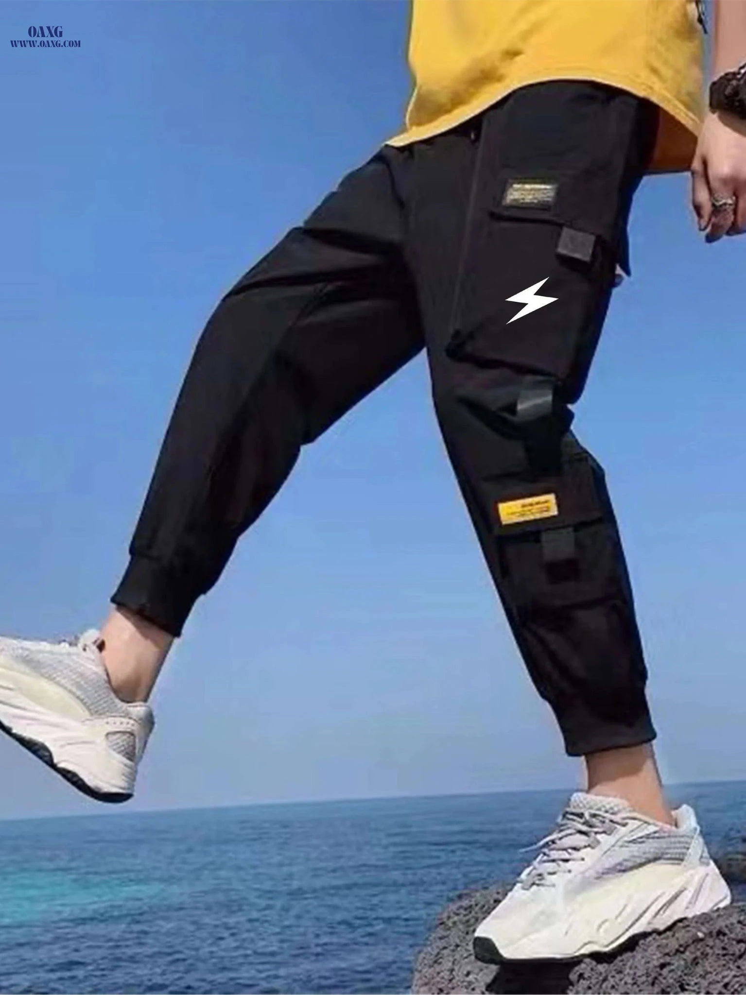Men's Casual Cargo Pants - Drawstring Waist, Multiple Pockets for Fall   OAXG 