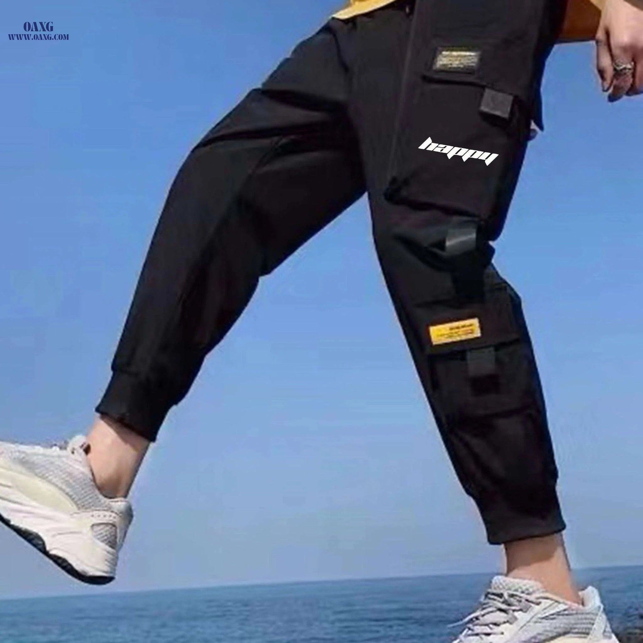 Men's Casual Cargo Pants - Drawstring Waist, Multiple Pockets for Fall   OAXG 