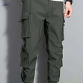 Men's Casual Cargo Pants - Drawstring Waist, Multiple Pockets for Fall   OAXG 