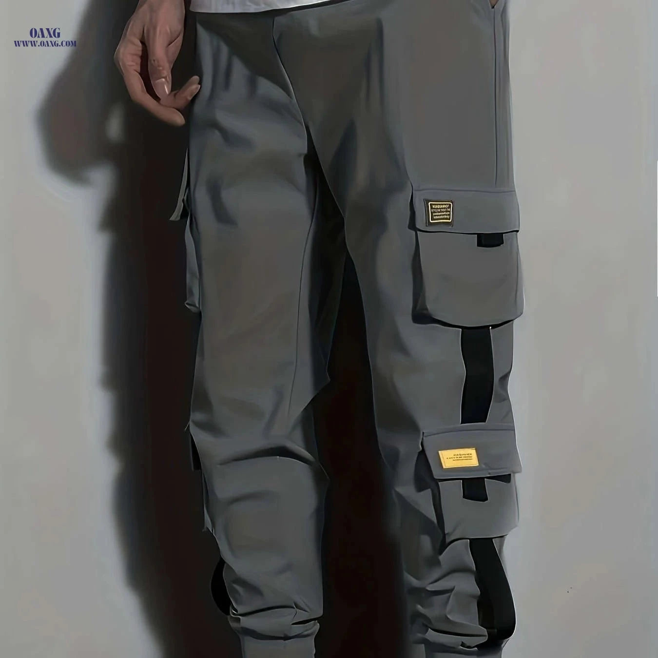 Men's Casual Cargo Pants - Drawstring Waist, Multiple Pockets for Fall   OAXG Olive Green / FR XS