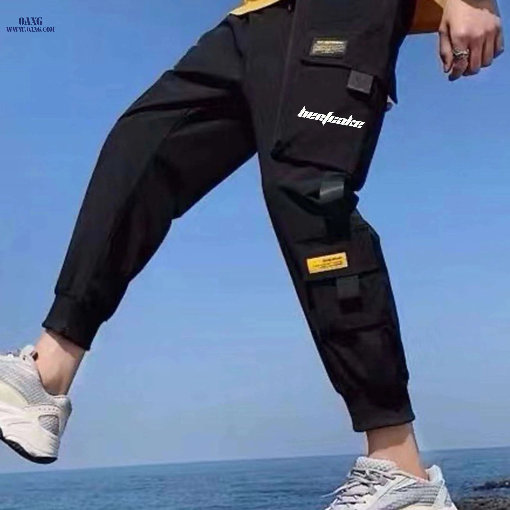 Men's Casual Cargo Pants - Drawstring Waist, Multiple Pockets for Fall   OAXG 