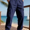 Men's Casual Cargo Pants - Drawstring Waist with Multiple Pockets   OAXG 