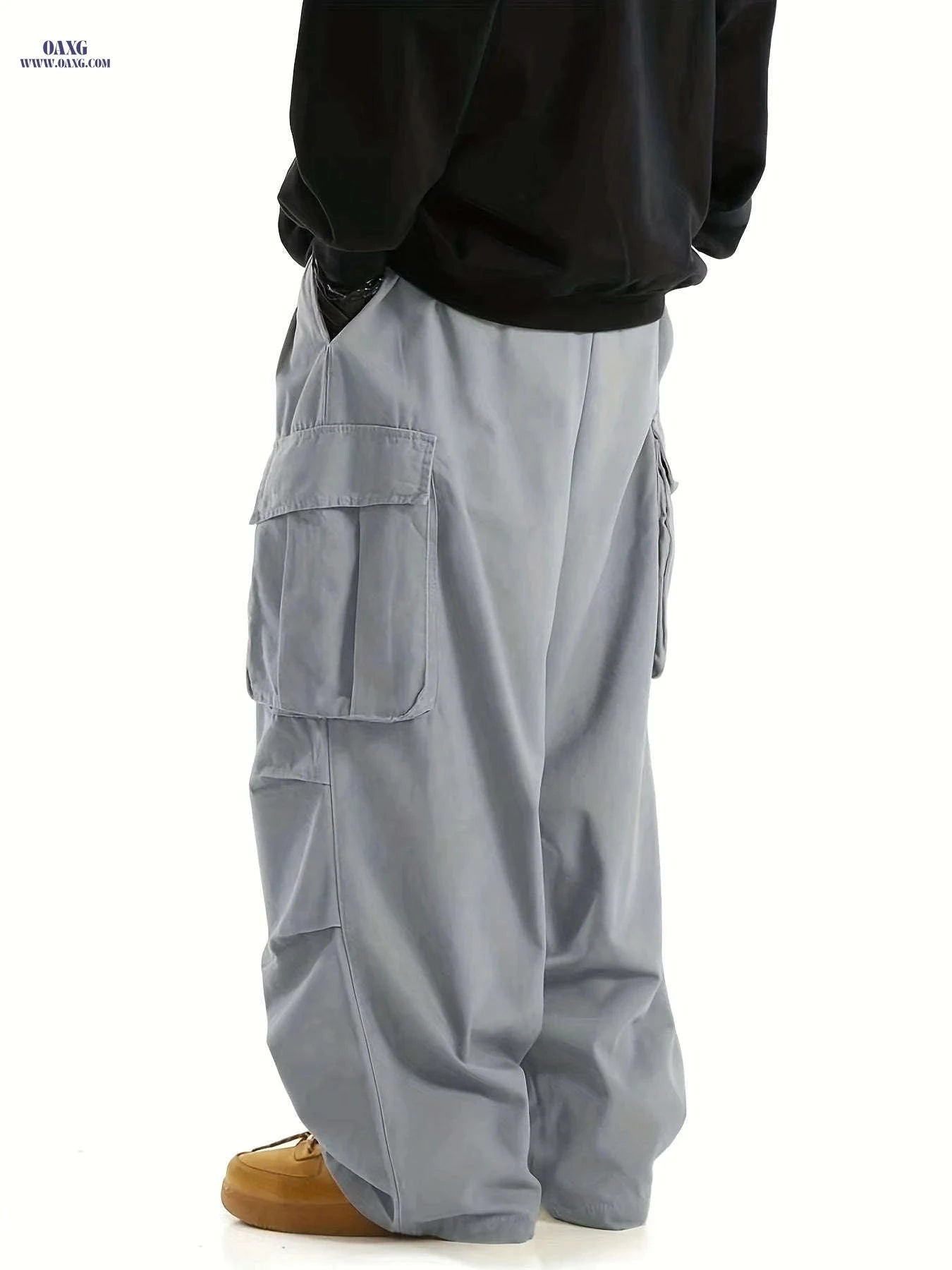 Men's Casual Cargo Pants - Elastic Drawstring, Utility Pockets   OAXG 