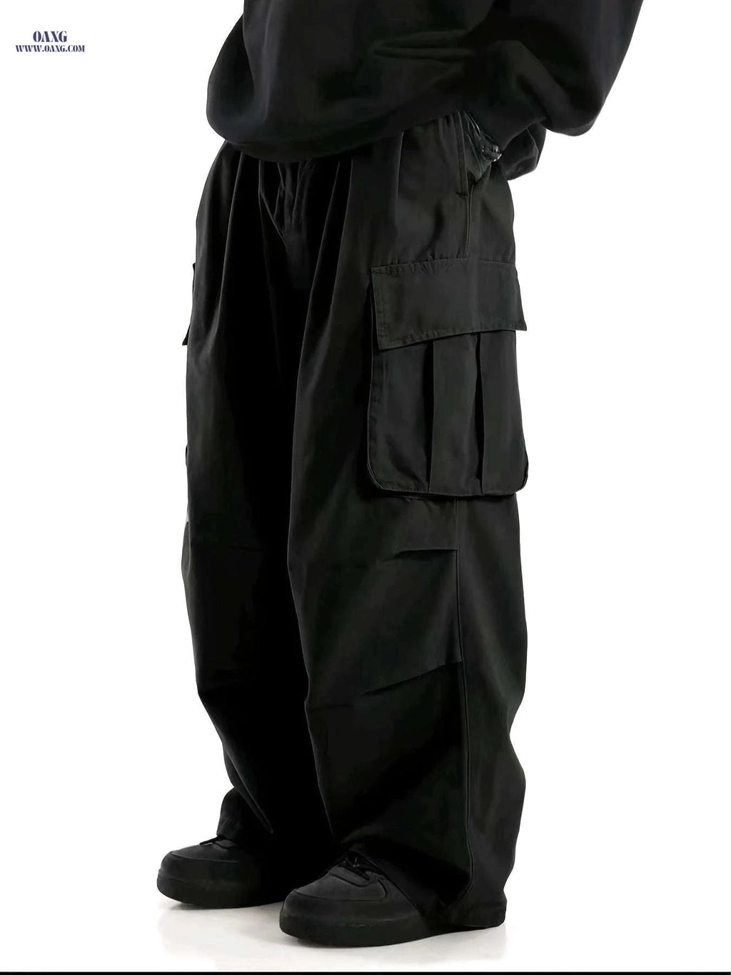 Men's Casual Cargo Pants - Elastic Drawstring, Utility Pockets   OAXG 