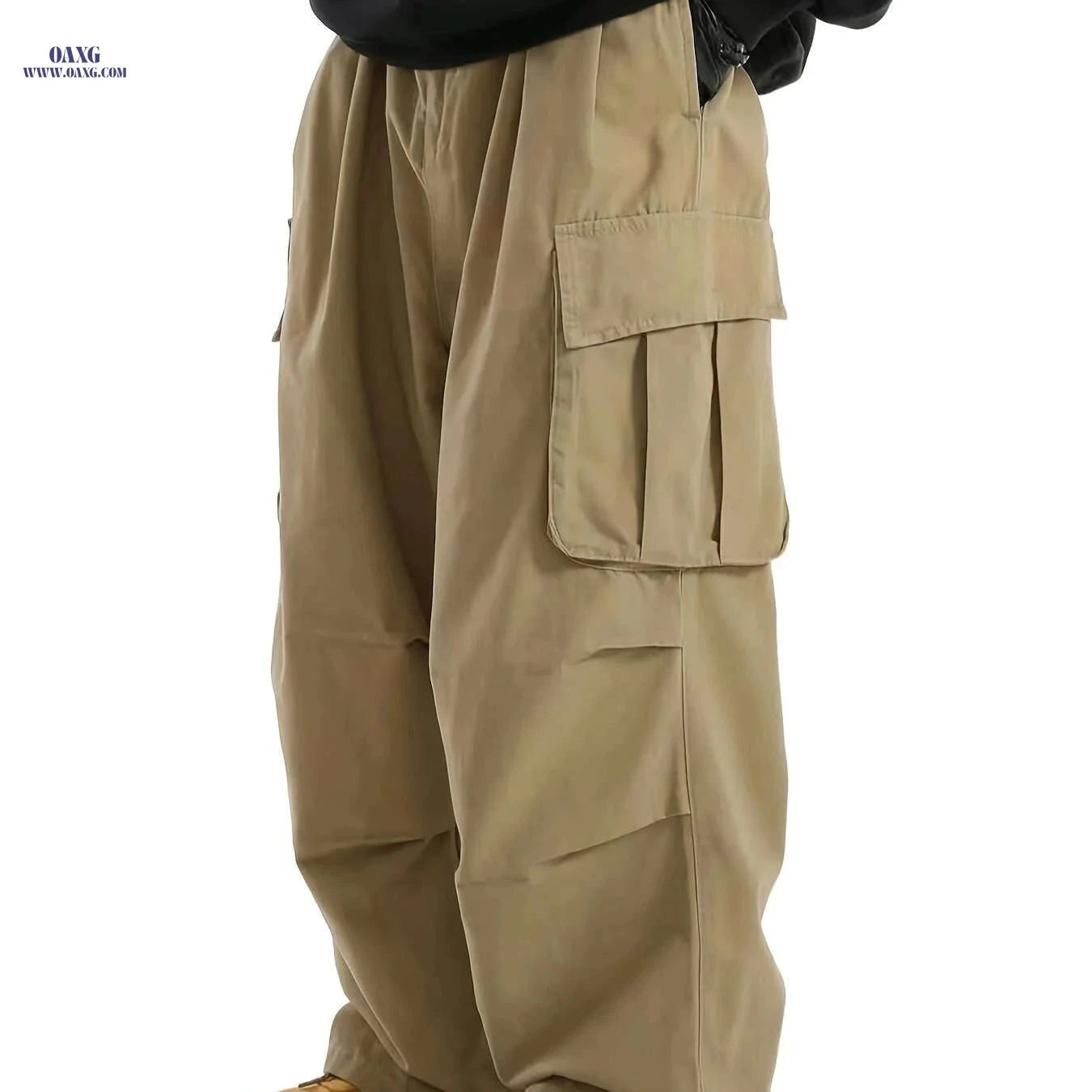Men's Casual Cargo Pants - Elastic Drawstring, Utility Pockets   OAXG Ebony / FR S