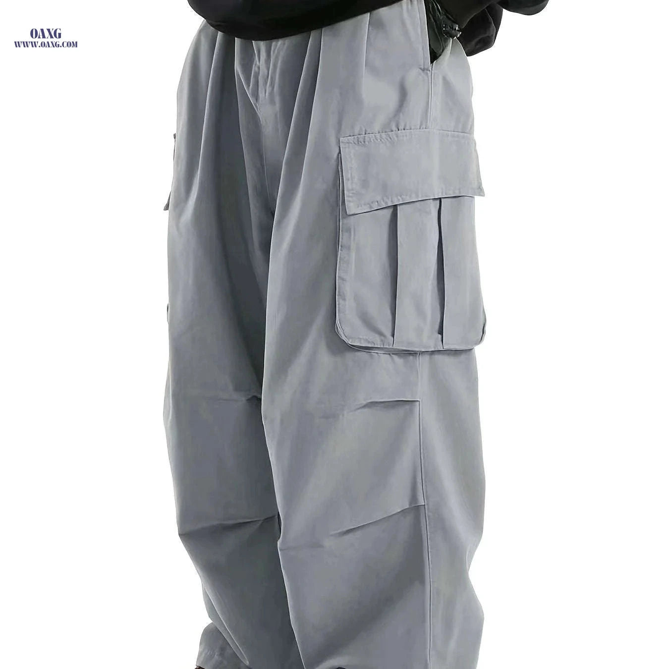 Men's Casual Cargo Pants - Elastic Drawstring, Utility Pockets   OAXG Ebony / FR S