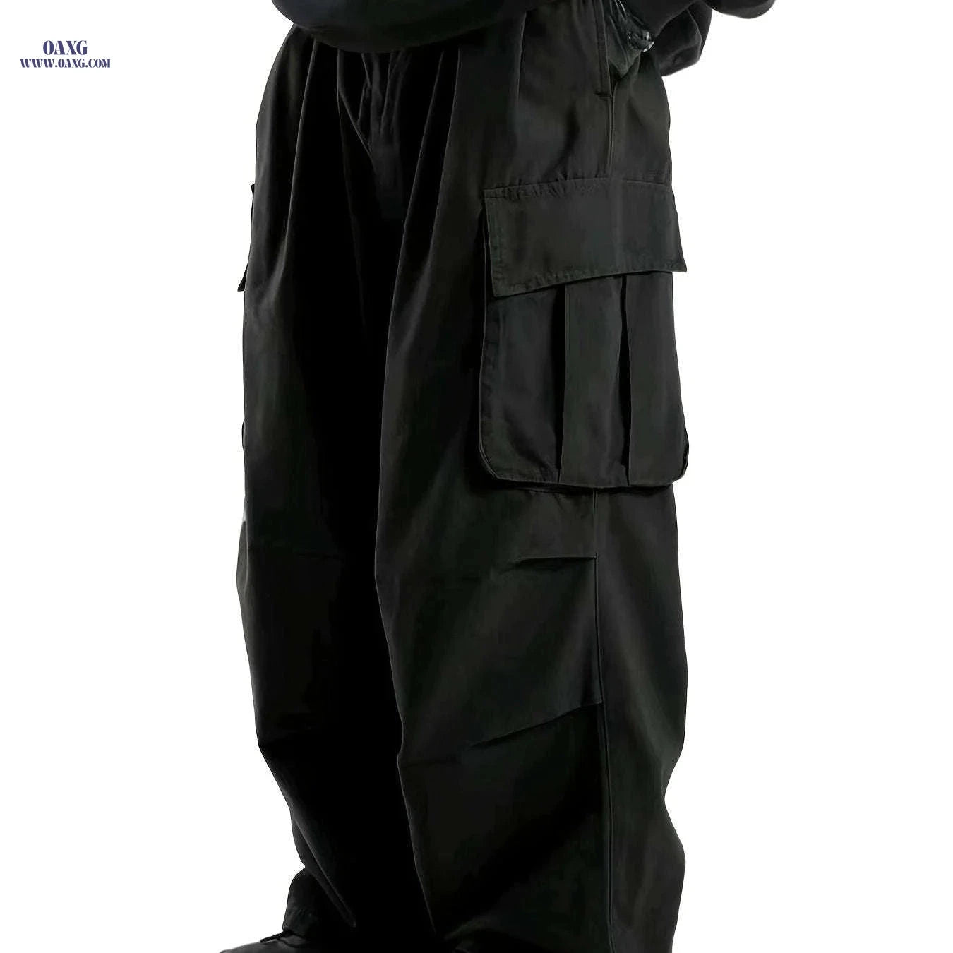 Men's Casual Cargo Pants - Elastic Drawstring, Utility Pockets   OAXG Ebony / FR S