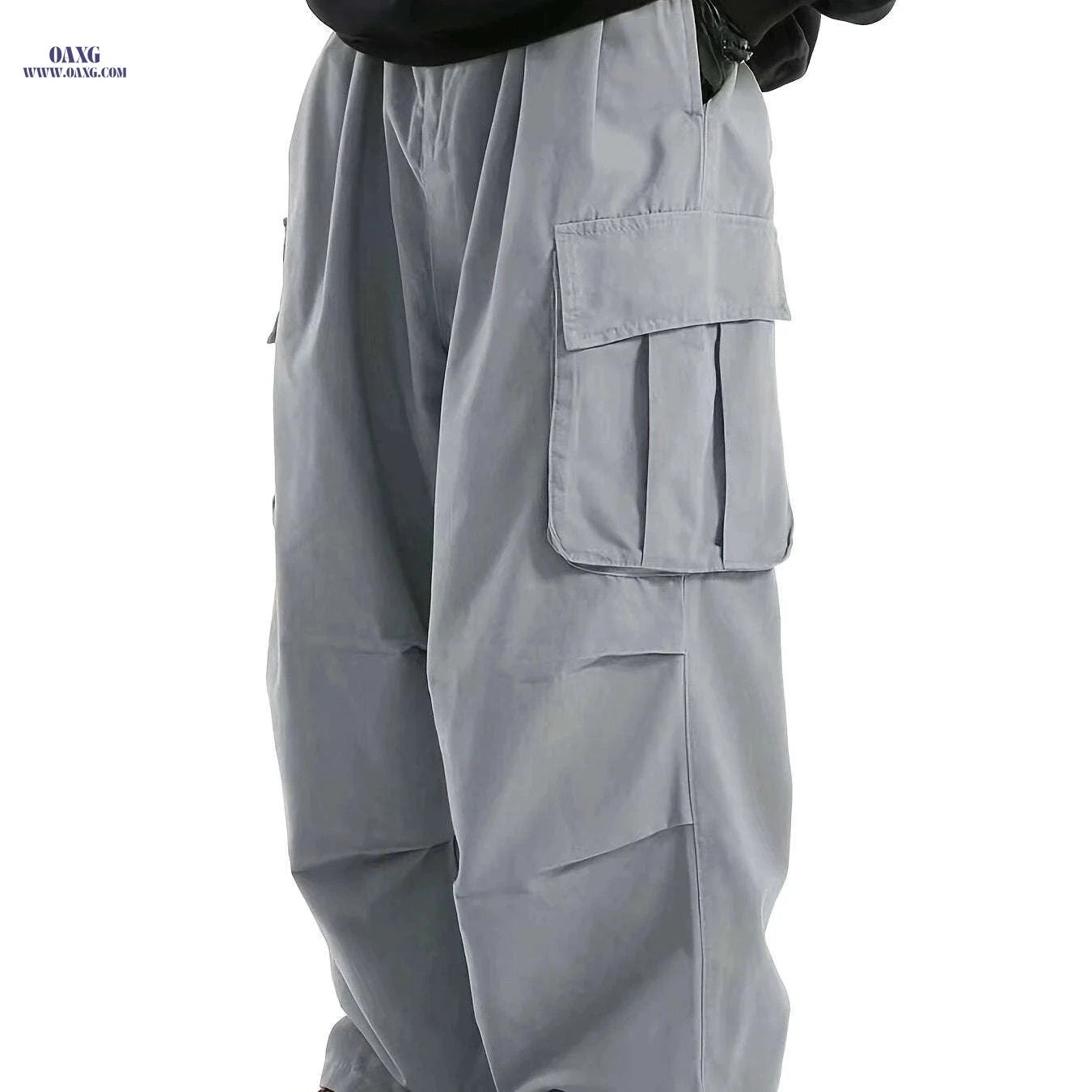 Men's Casual Cargo Pants - Elastic Drawstring, Utility Pockets   OAXG Ebony / FR S