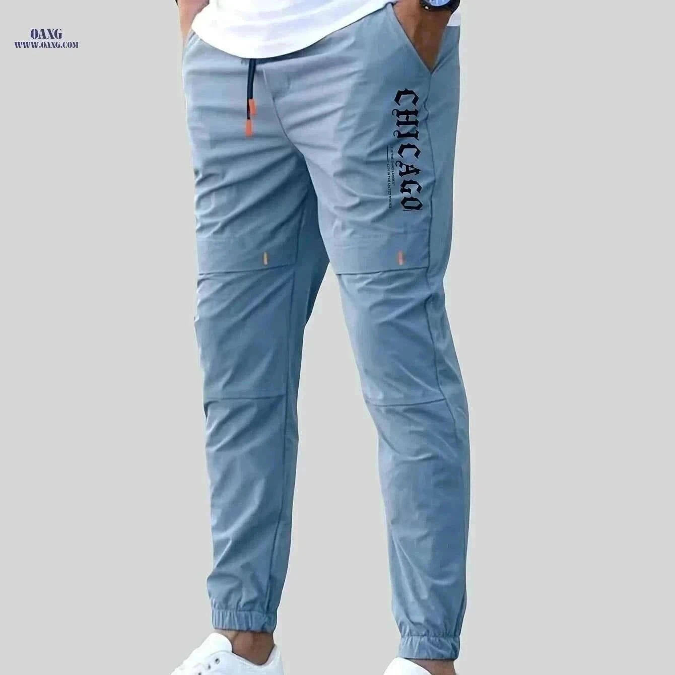 Men's Casual Cargo Pants - Light Drawstring Waist, Multiple Pockets   OAXG Khaki / S