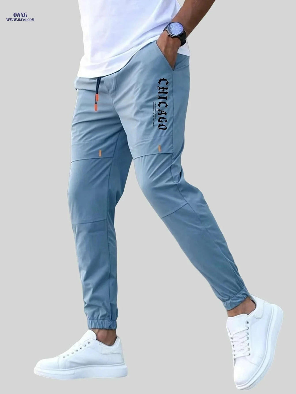 Men's Casual Cargo Pants - Light Drawstring Waist, Trendy Fit   OAXG Khaki / S