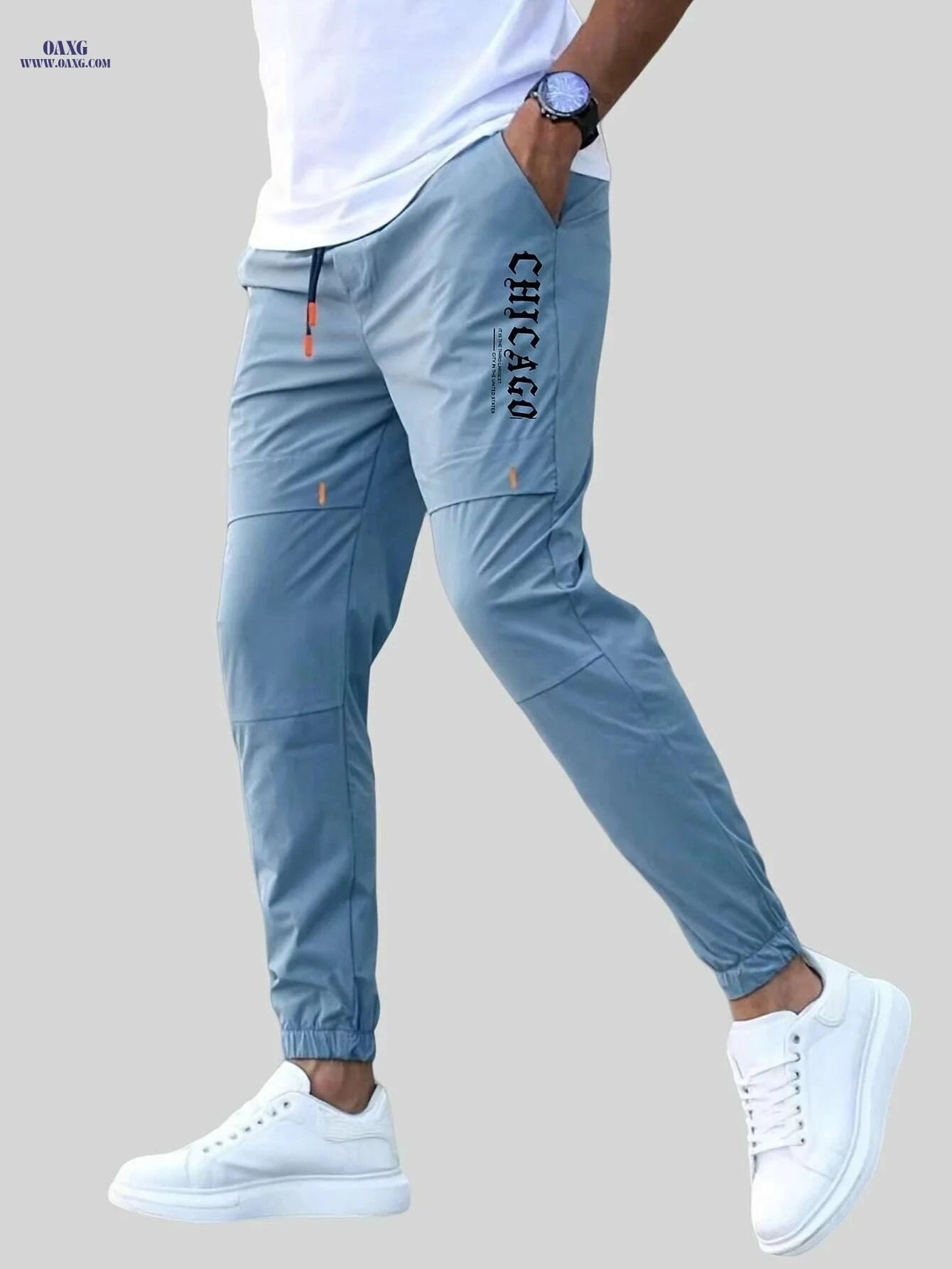 Men's Casual Cargo Pants - Light Drawstring Waist, Trendy Fit   OAXG Khaki / S