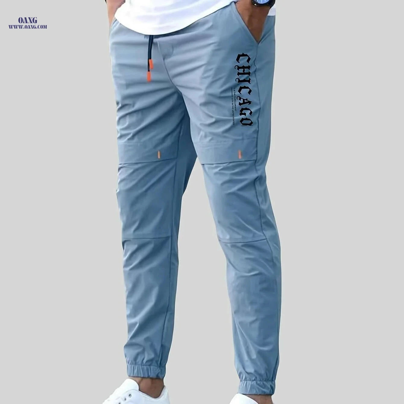 Men's Casual Cargo Pants - Light Drawstring Waist, Trendy Fit   OAXG Khaki / S