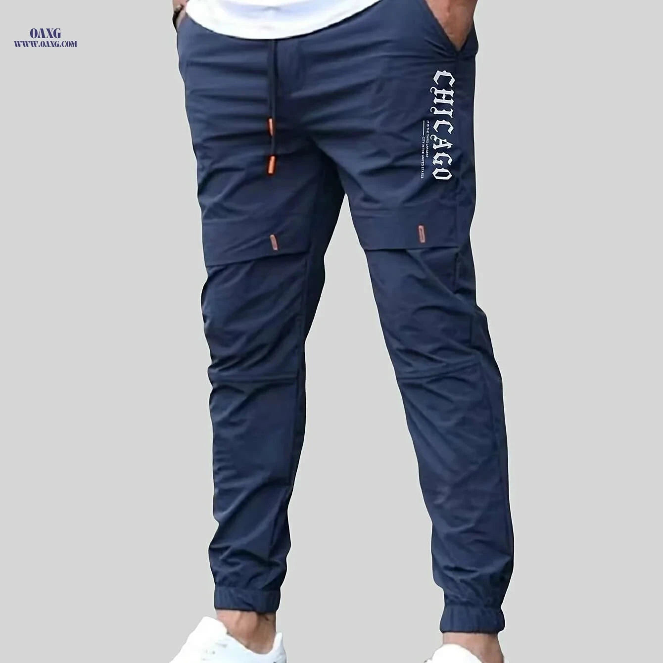Men's Casual Cargo Pants - Light Drawstring Waist, Trendy Fit   OAXG 