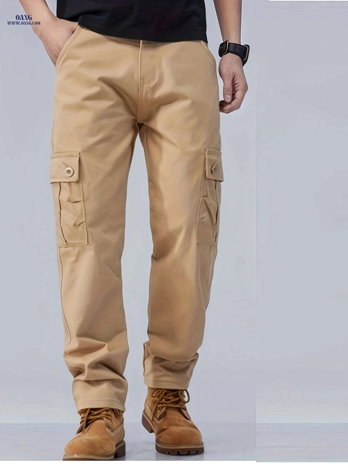 Men's Casual Cargo Pants - Loose Fit with Multiple Pockets   OAXG 