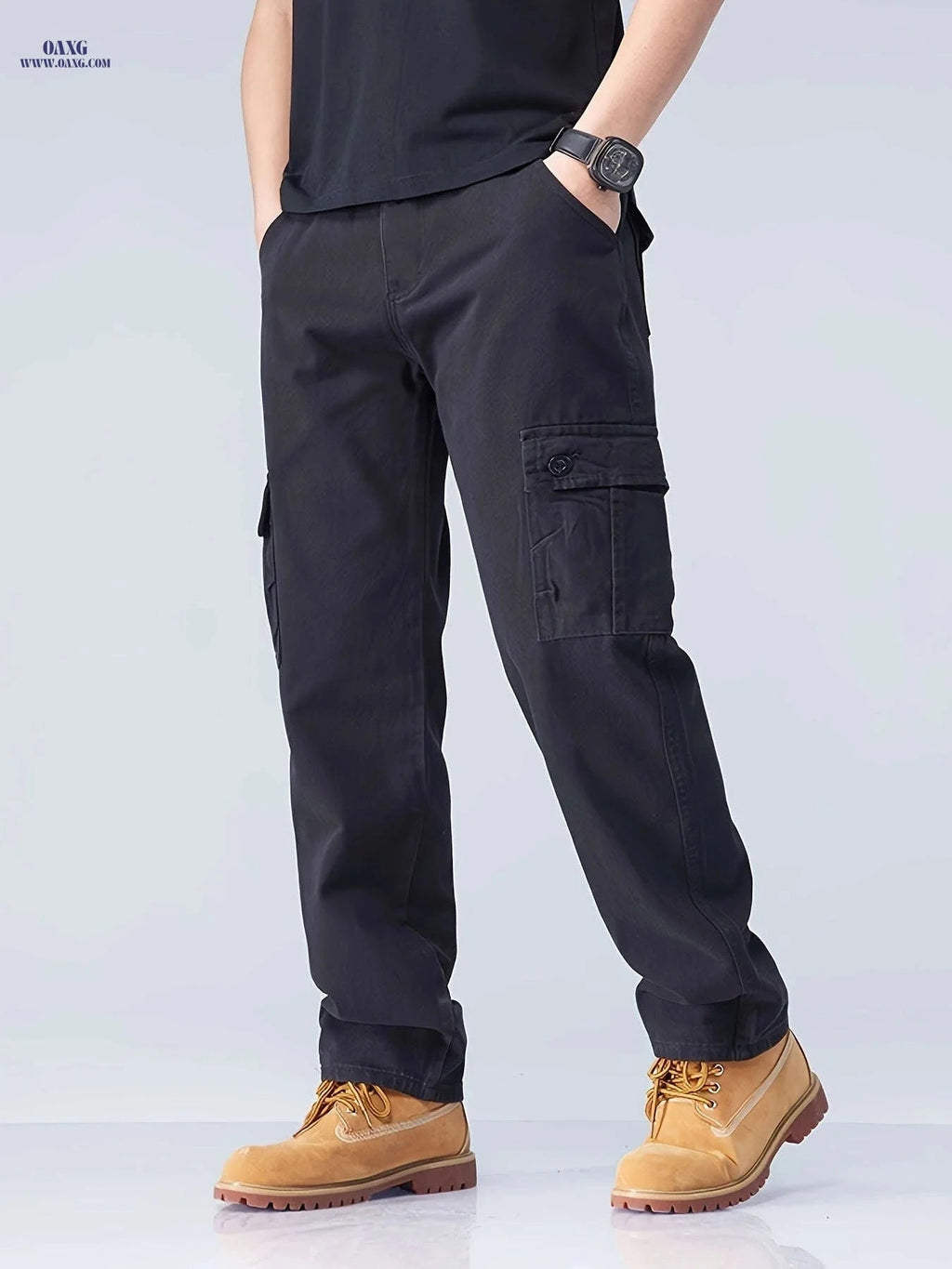 Men's Casual Cargo Pants - Loose Fit with Multiple Pockets   OAXG 