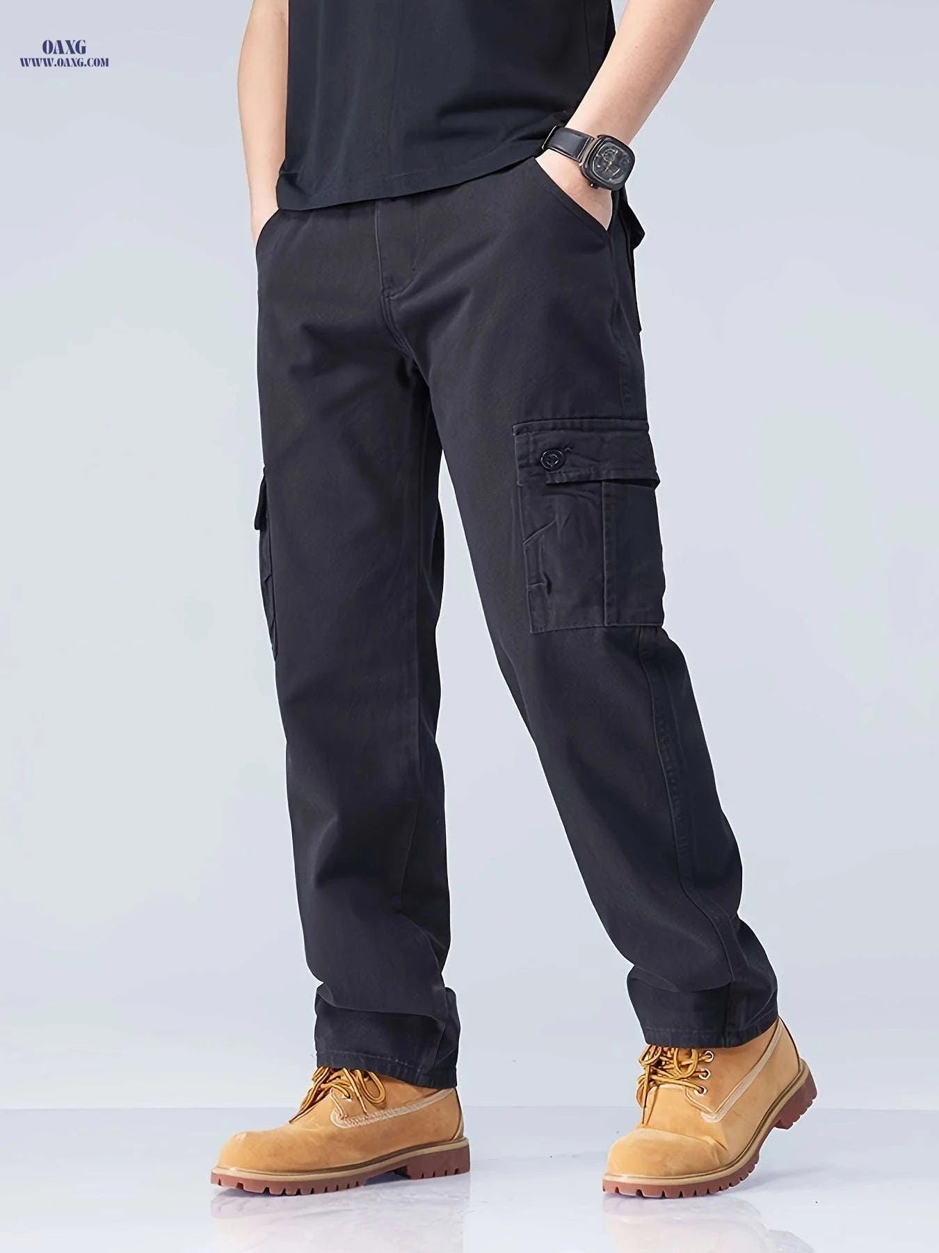 Men's Casual Cargo Pants - Loose Fit with Multiple Pockets   OAXG 