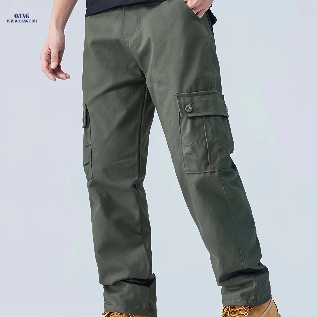 Men's Casual Cargo Pants - Loose Fit with Multiple Pockets   OAXG Black / FR 34-36