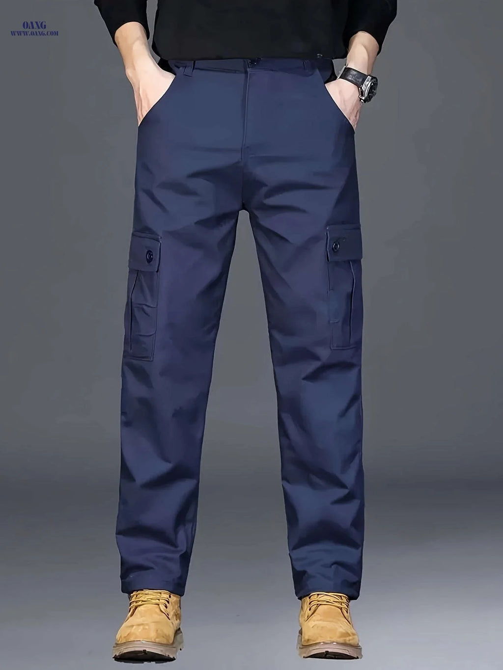 Men's Casual Cargo Pants - Loose Fit with Multiple Pockets   OAXG Black / FR 34-36
