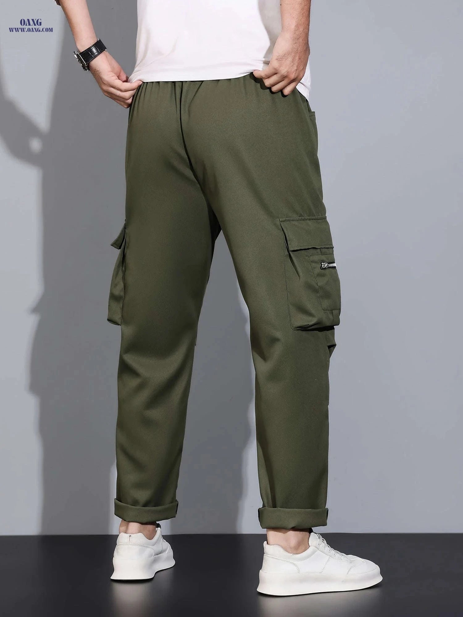 Men's Casual Cargo Pants - Multi Flap Pockets for Outdoor Activities   OAXG 