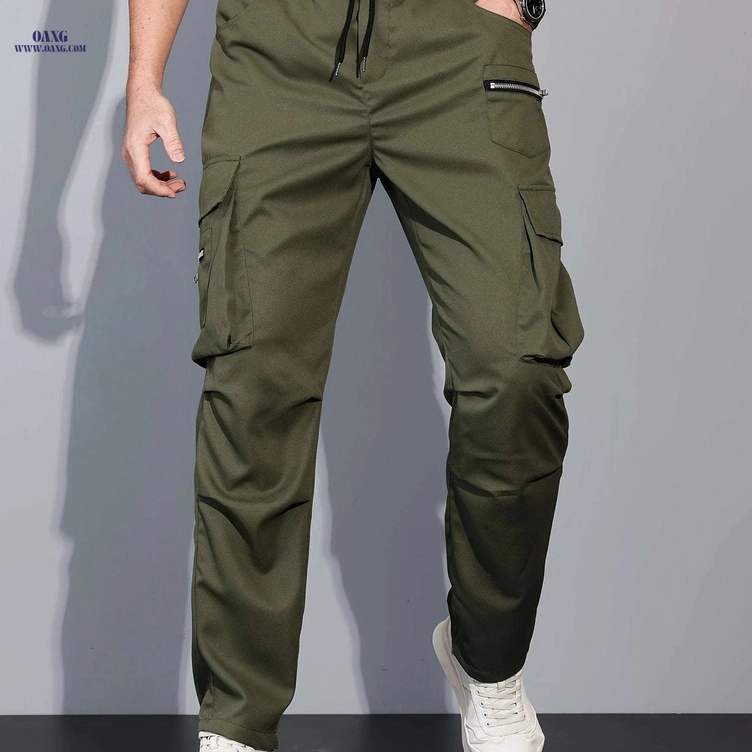 Men's Casual Cargo Pants - Multi Flap Pockets for Outdoor Activities   OAXG Black / FR S