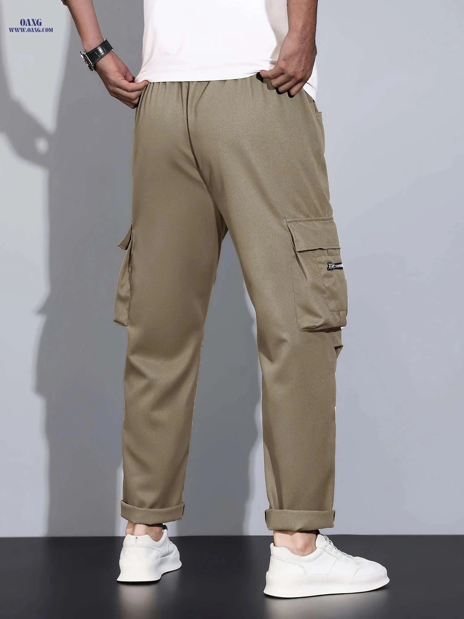 Men's Casual Cargo Pants - Multi Flap Pockets for Outdoor Activities   OAXG 
