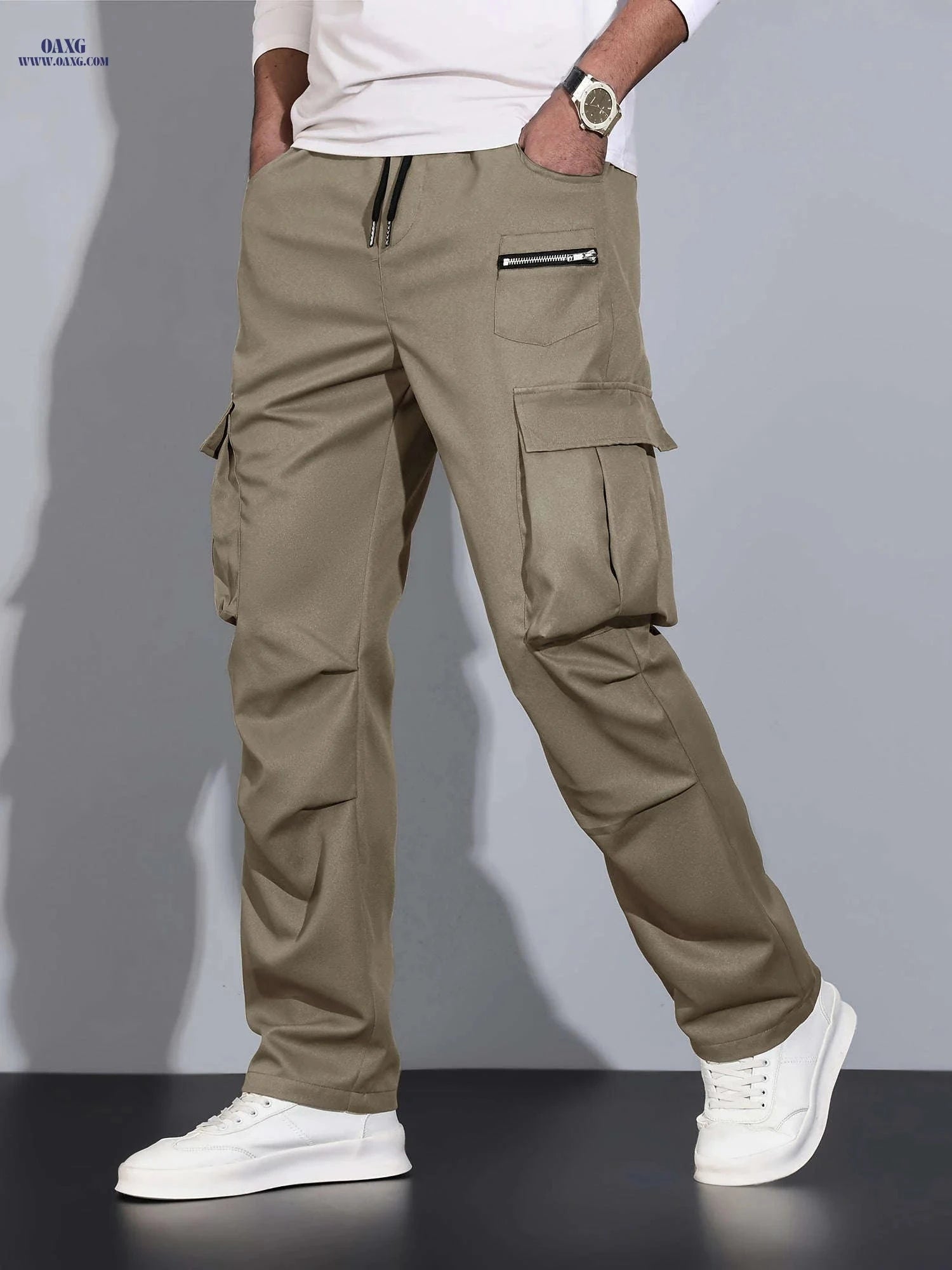 Men's Casual Cargo Pants - Multi Flap Pockets for Outdoor Activities   OAXG 