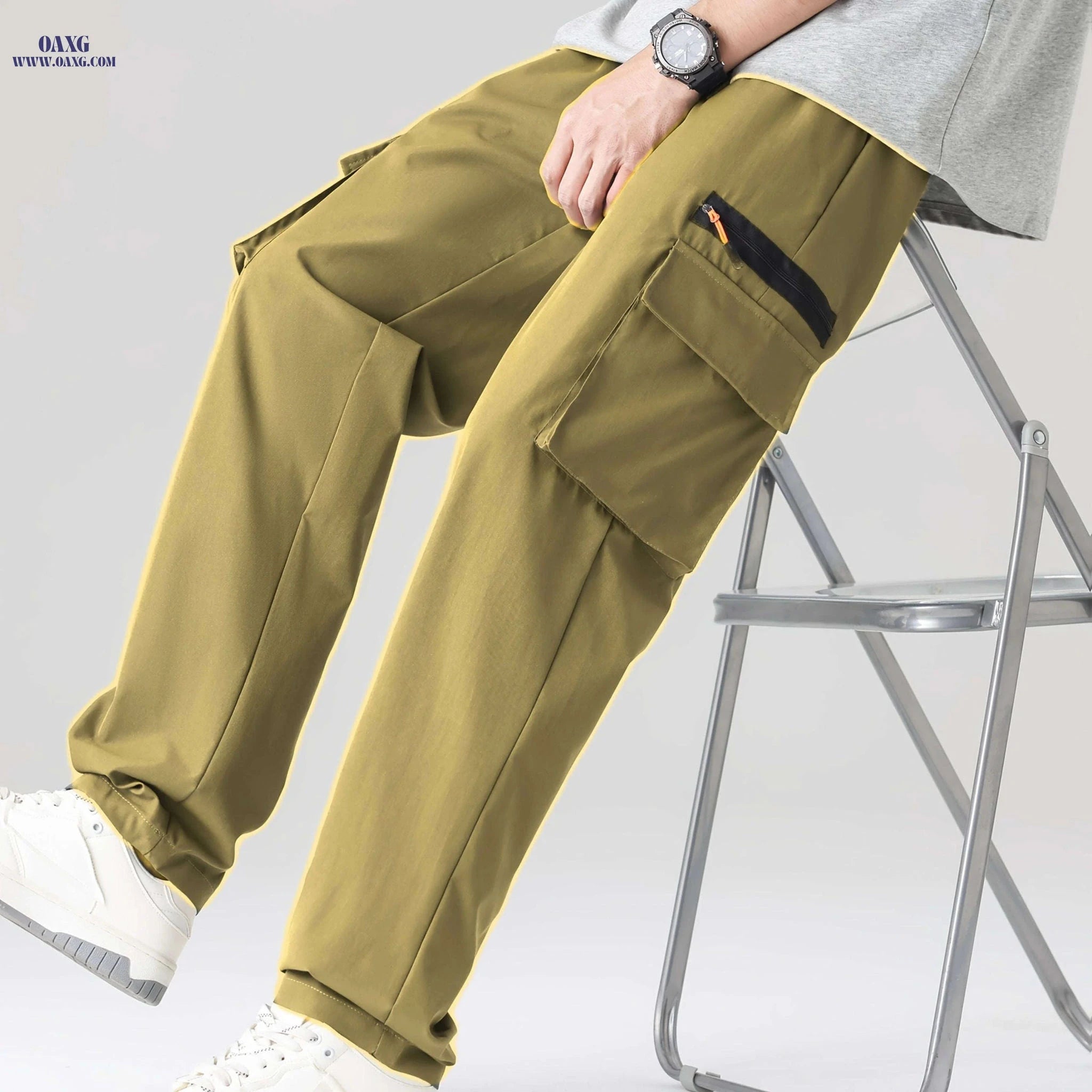 Men's Casual Cargo Pants - Multi-Pocket Design, All-Season Comfort   OAXG 
