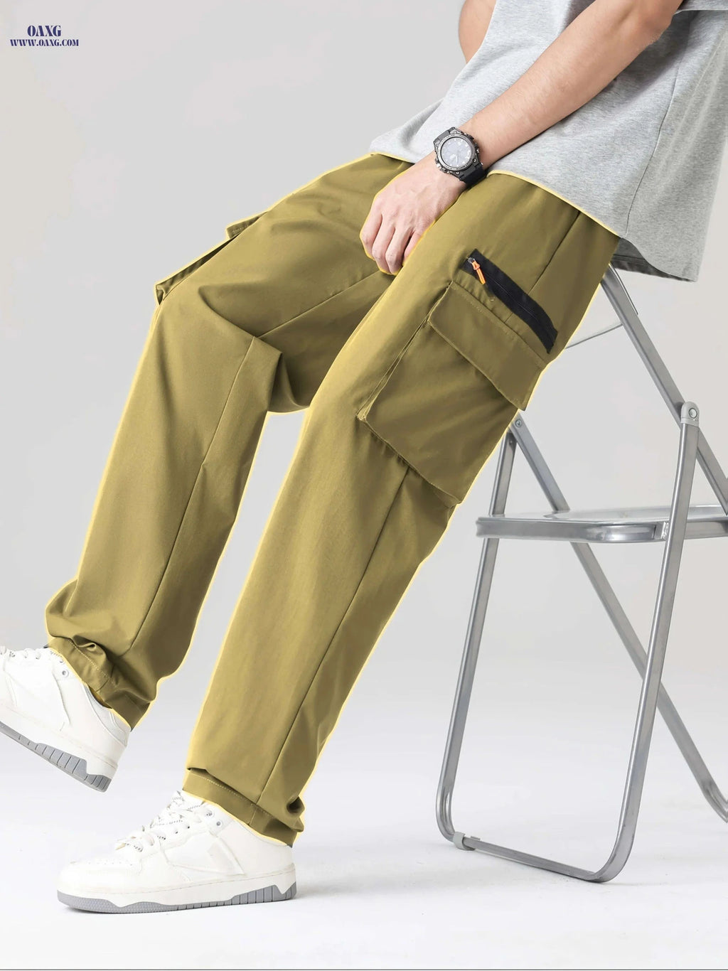 Men's Casual Cargo Pants - Multi-Pocket Design, All-Season Comfort   OAXG 