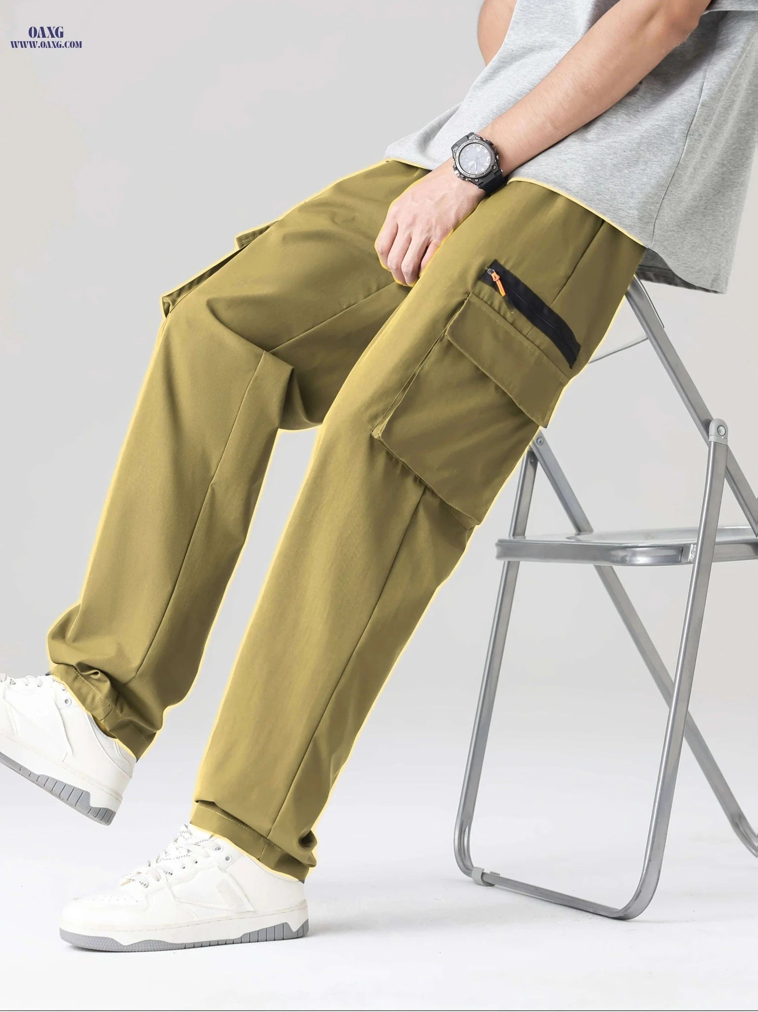 Men's Casual Cargo Pants - Multi-Pocket Design, All-Season Comfort   OAXG 